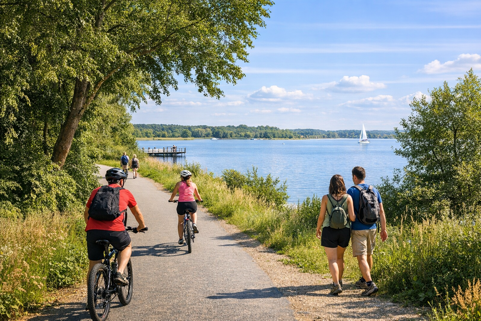 Radfahren und Wandern am See